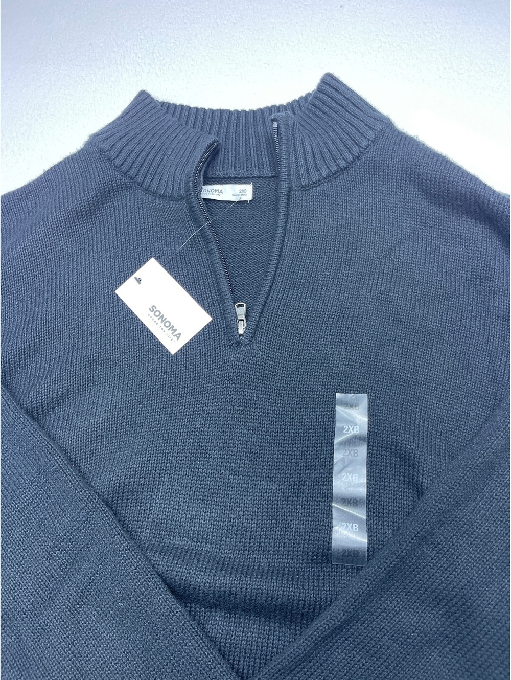 Sonoma Gray Half-Zip Cotton Blend Sweater Size XL